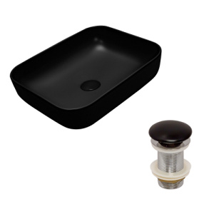 Раковина AVS Розали 50x39 черная матовая с донным клапаном